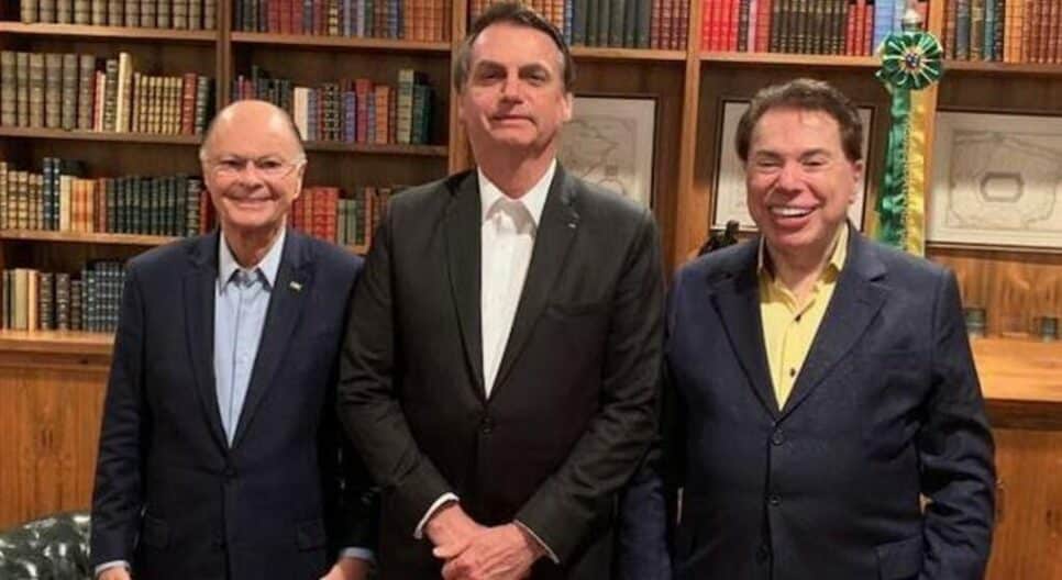 Bolsonaro, Edir Macedo (Record) e Silvio Santos (SBT) (Foto: Reprodução) Globo