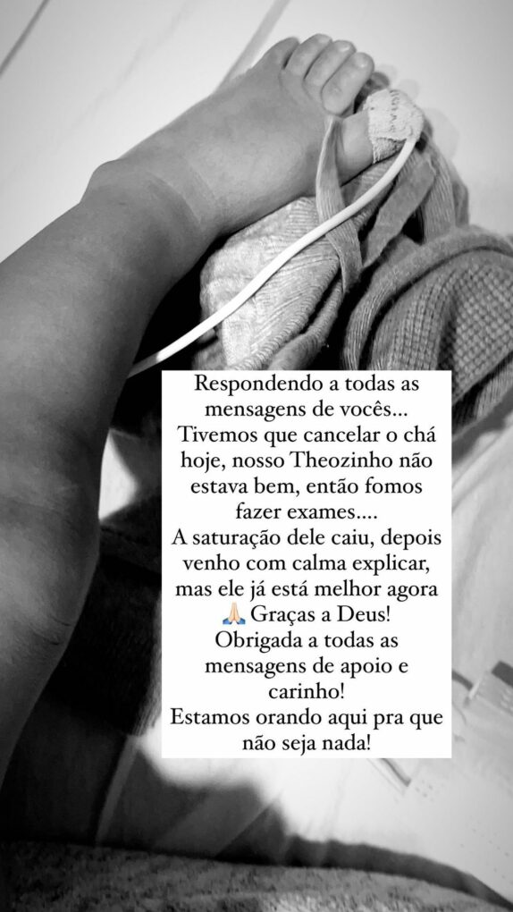 Após passar mal, filho de Sorocaba é internado às pressas (Reprodução/Instagram Stories)