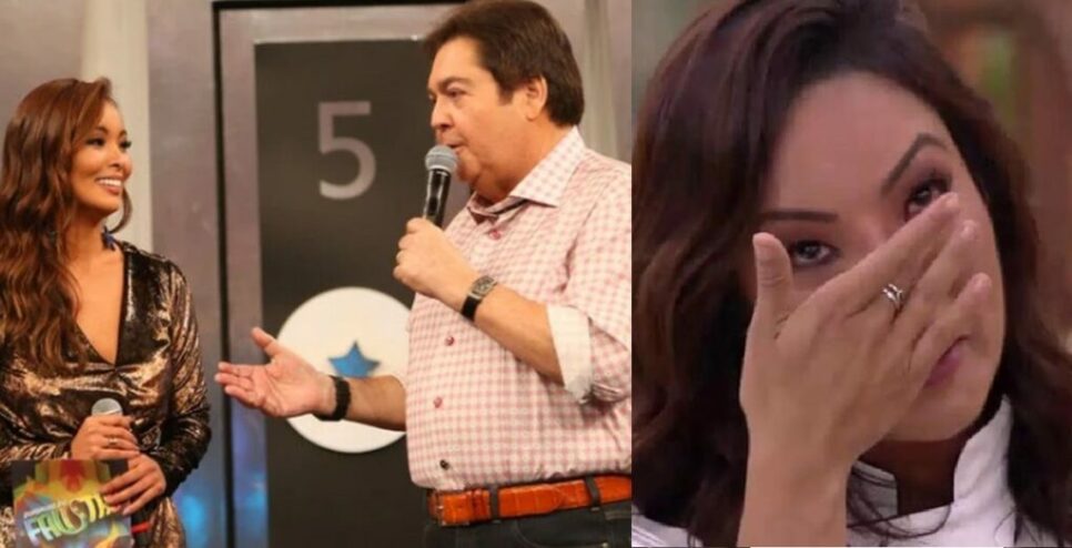 Carol Nakamura e Faustão na Globo (Foto: Reprodução)