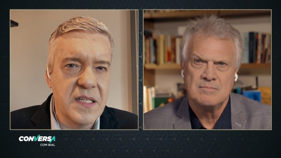 Roberto Kovalick em conversa com Pedro Bial na Globo (Foto reprodução) 