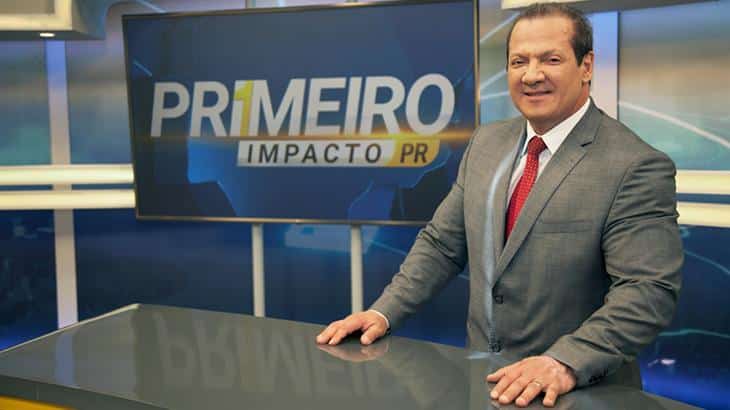 Gilberto Ribeiro apresenta o Primeiro Impacto Paraná (Reprodução)