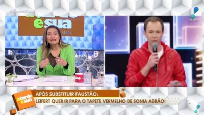 Repórter Sonia Abrão na RedeTV falou do Tiago Leifert (Foto: Reprodução)