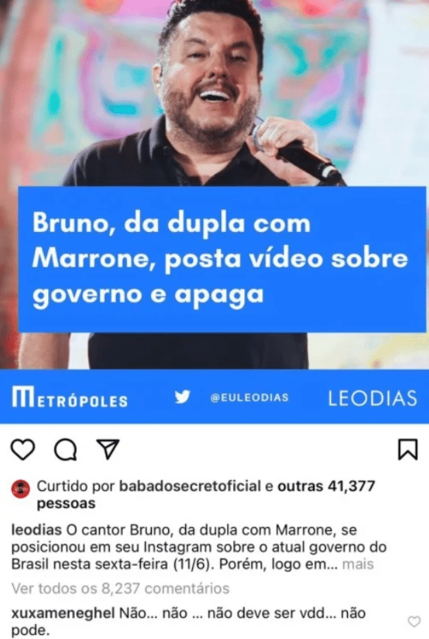 Xuxa manda recado para Marrone (Foto: Reprodução)