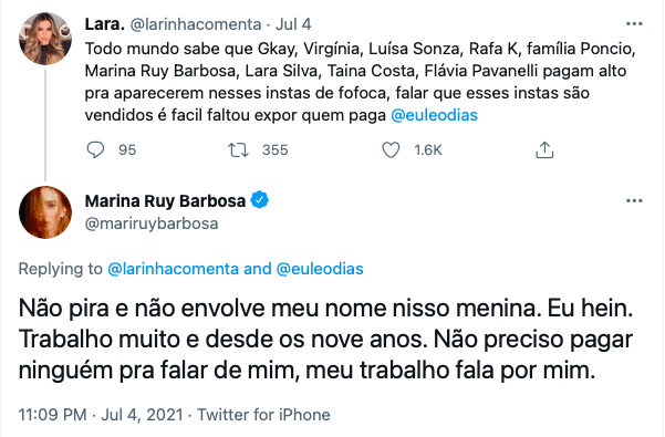 Marina Ruy Barbosa perde a paciência após ser acusada de pagar 'máfia da fofoca' (Reprodução)