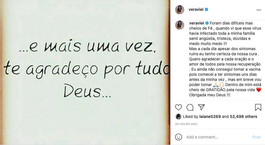 Esposa de Rodrigo Faro desabafa após família ter pego Covid-19: “Angústia e medo” (Reprodução)