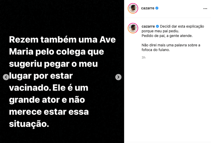 Juliano Cazarré alfineta Armando Babaioff após indireta (Reprodução/Instagram)