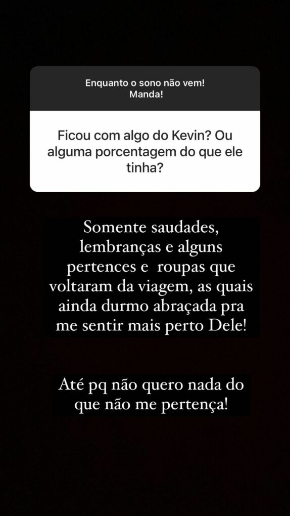 Deolane revelou que dorme abraçada com as roupas do cantor (Reprodução/Instagram)