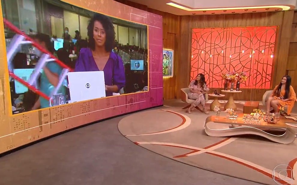 Funcionário da Globo comete erro ao vivo no Encontro com Fátima Bernardes e rouba entrada de Maju Coutinho (Foto: Reprodução)