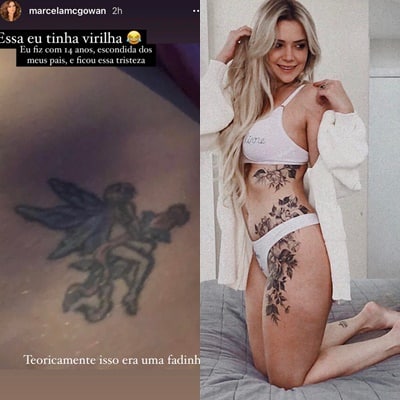 A famosa ex-BBB, Marcela Mc Gowan mostra tatuagem polêmica na virilha (Foto: Reprodução)