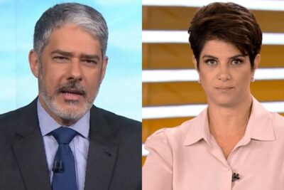 William Bonner e Mariana Godoy falam de Bolsonaro ao vivo na TV (Foto: Montagem Aaron Tura TV)