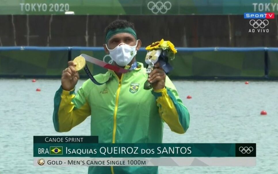 Isaquias Queiroz, medalhista de ouro na canoagem (Reprodução/SporTV)