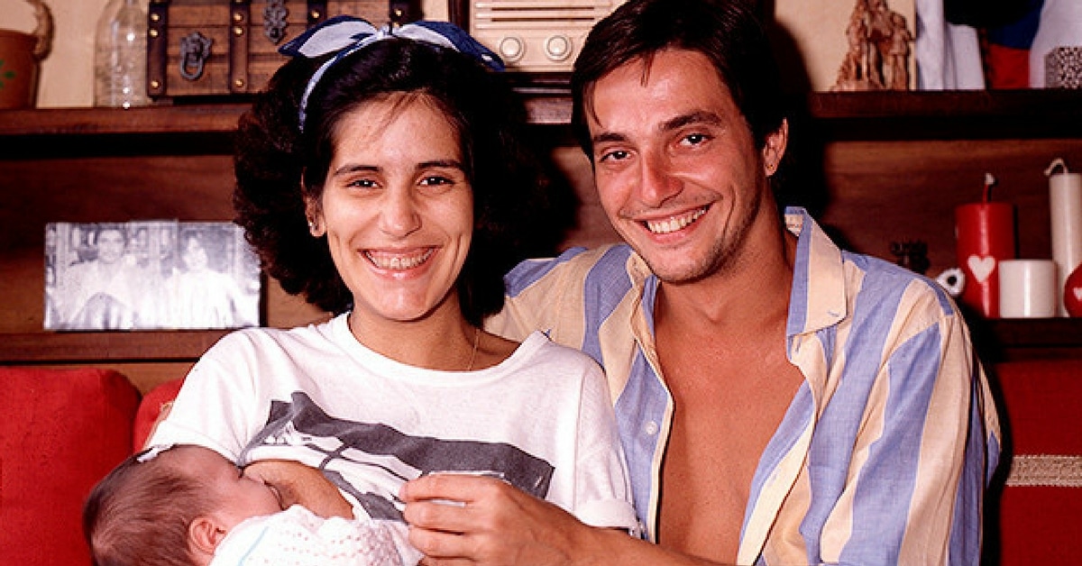 A famosa atriz da Globo, Glória Pires ao lado de seu ex-marido, Fábio Jr e Cleo (Foto: Reprodução)