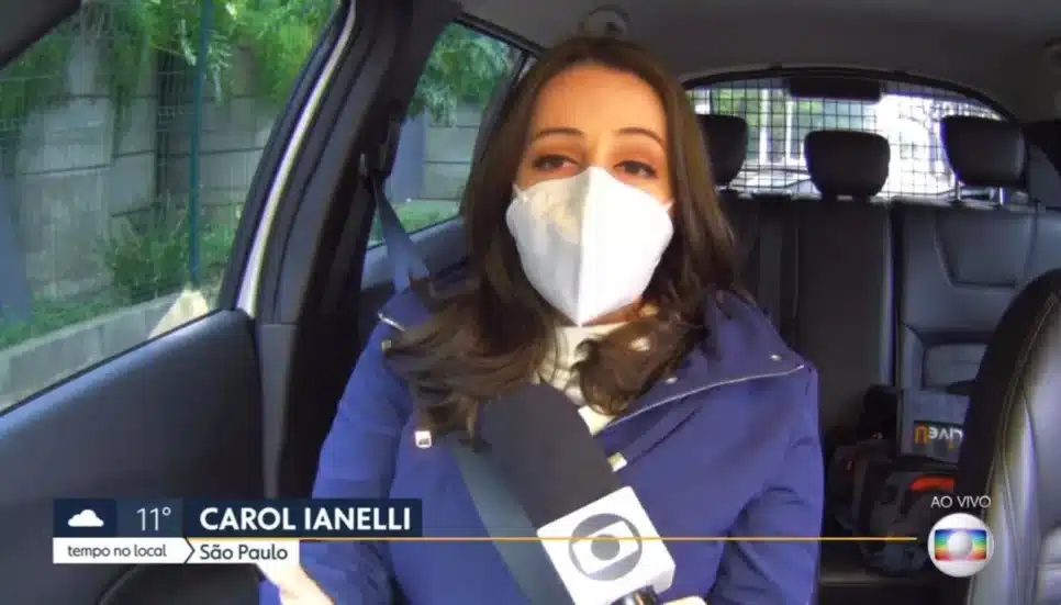 Carol Ianelli sofreu acidente poucos minutos antes de entrar ao vivo no BDSP, na TV Globo (Reprodução/TV Globo)