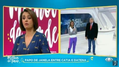 Apresentadora Datena com a filha no Brasil Urgente da Band (Foto: Reprodução)