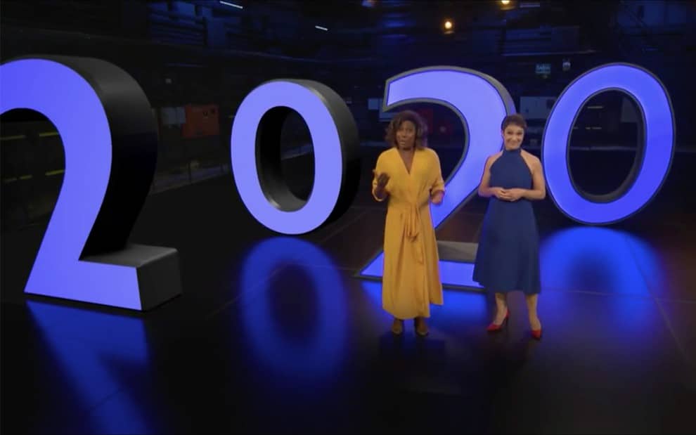 Sandra Annenberg e Glória Maria apresentando a Retrospectiva 2020, na Globo (Reprodução)