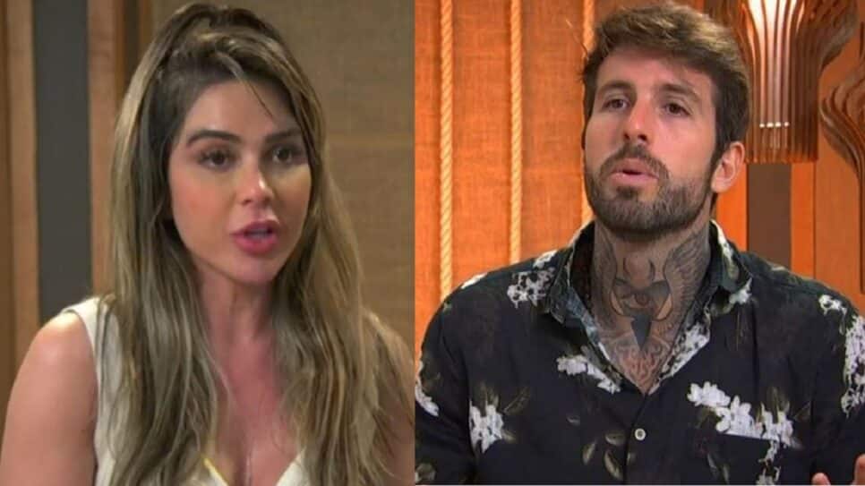 Claudinho e Nadja Pessoa no Ilha Record (Foto: Reprodução0