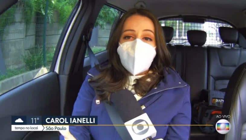 Carol Ianelli sofreu acidente antes de entrar ao vivo no Bom Dia SP (Foto: Reprodução/TV Globo)