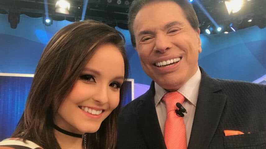 Larissa Manoela e Silvio Santos no SBT (Foto: Reprodução)