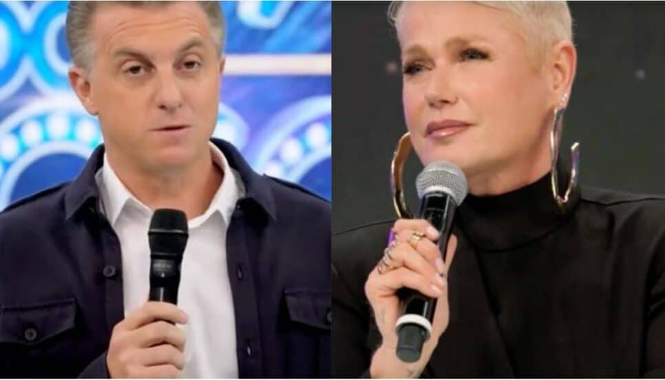 Luciano Huck e Xuxa durante estreia no Domingão (Foto: Reprodução)
