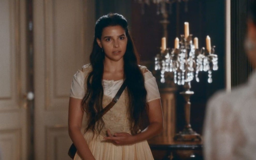 Nos Tempos do Imperador: Pilar cai em golpe de Tonico e se muda para os EUA (Reprodução/Globo)