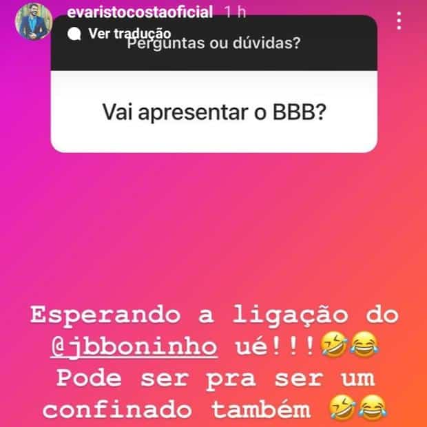 O famoso ex-apresentador do Jornal Hoje, Evaristo Costa fala sobre assumir BBB22 da Globo após sair da CNN (Foto: Reprodução)