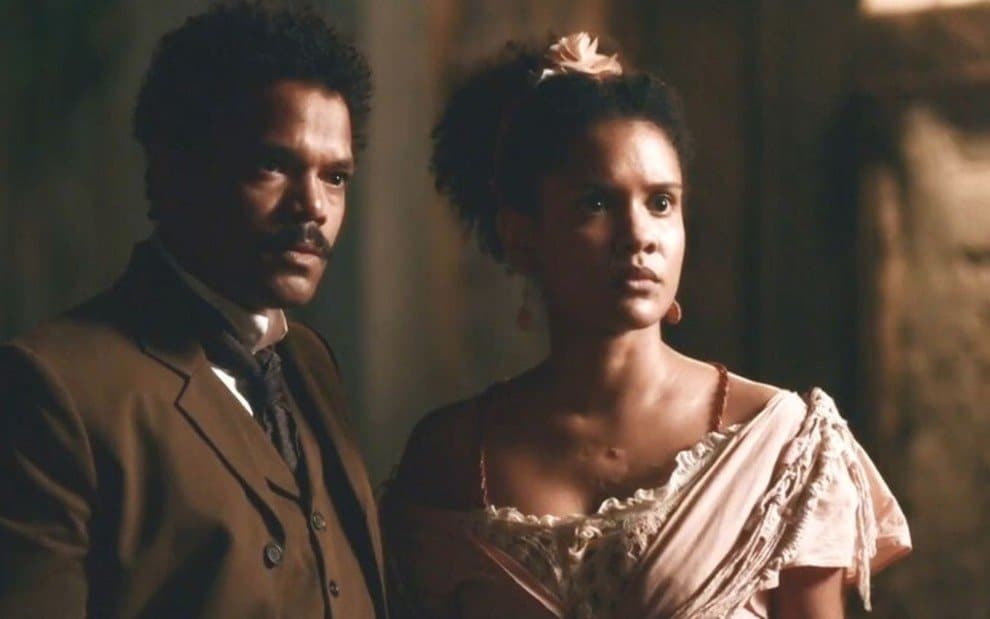 Nos Tempos do Imperador: Guebo expõe traição de Zayla para Samuel (Reprodução/Globo)