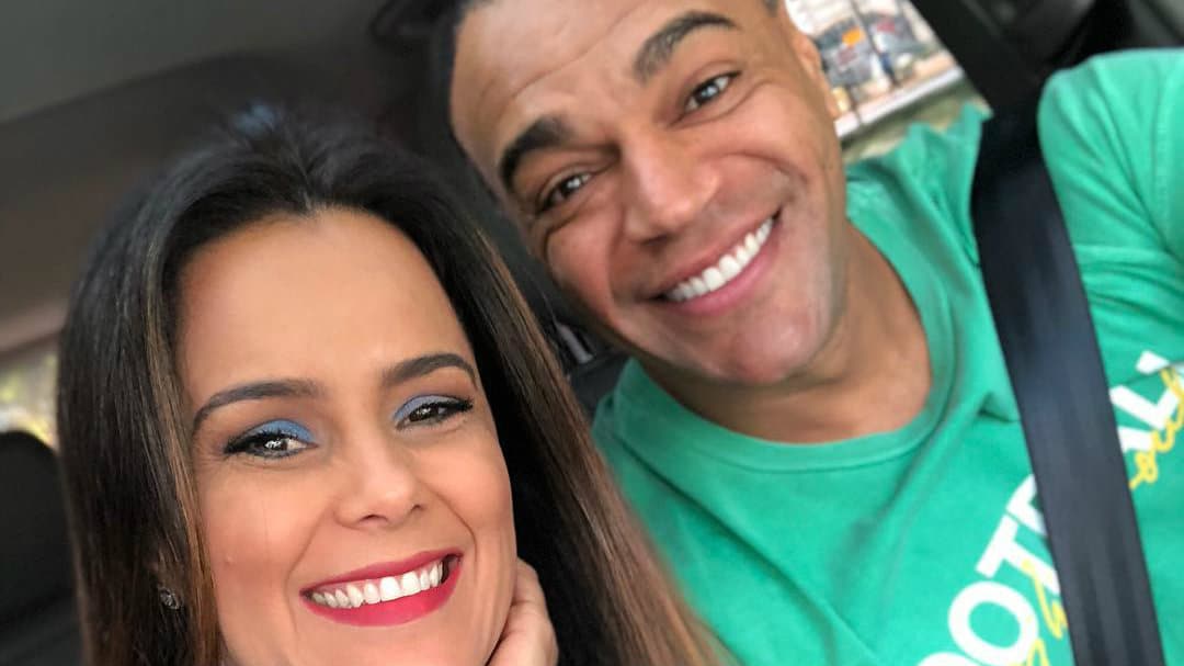 Esposa de Denílson, Luciele Di Camargo fala sobre traição durante o programa de Faustão na Band (Foto: Reprodução)