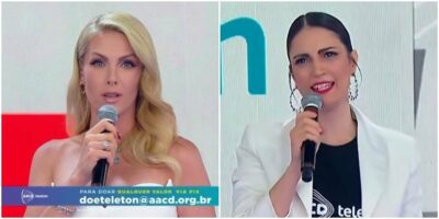 Ana Hickmann e Chris Fores no Teleton (Foto: Reprodução/SBT)