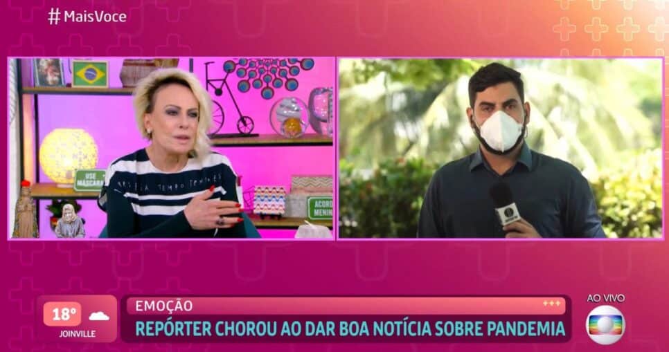 Ana Maria Braga e o repórter Kleber Teixeira (Reprodução/Globo)