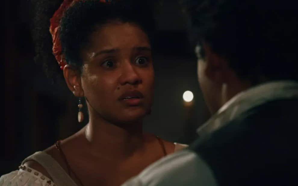 Nos Tempos do Imperador: Zayla não aceita término e parte para cima de Samuel (Reprodução/Globo)