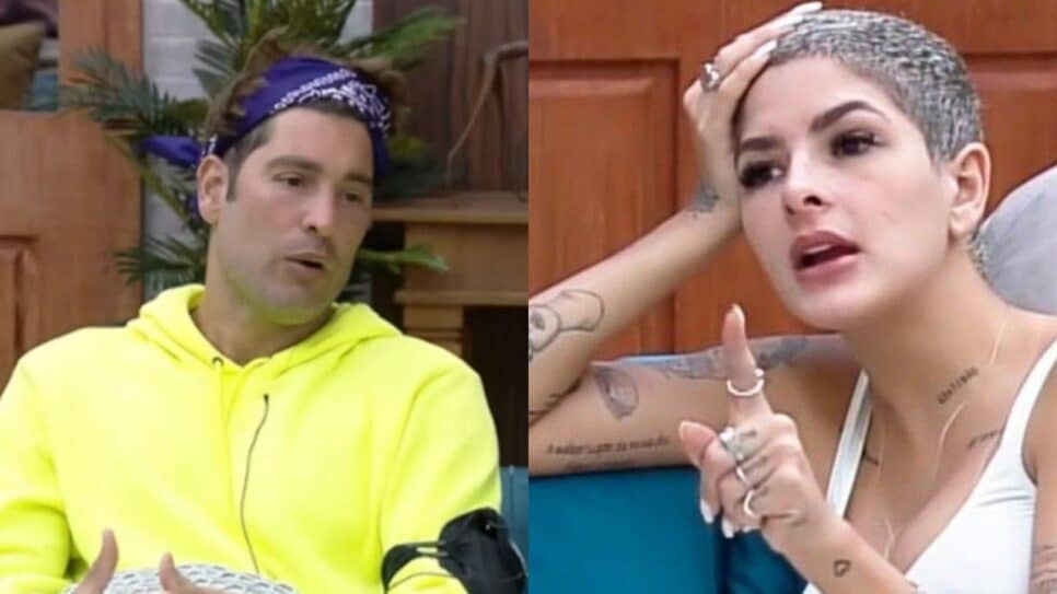 A Fazenda: Victor Pecoraro e Lary Bottino trocam farpas (Reprodução)