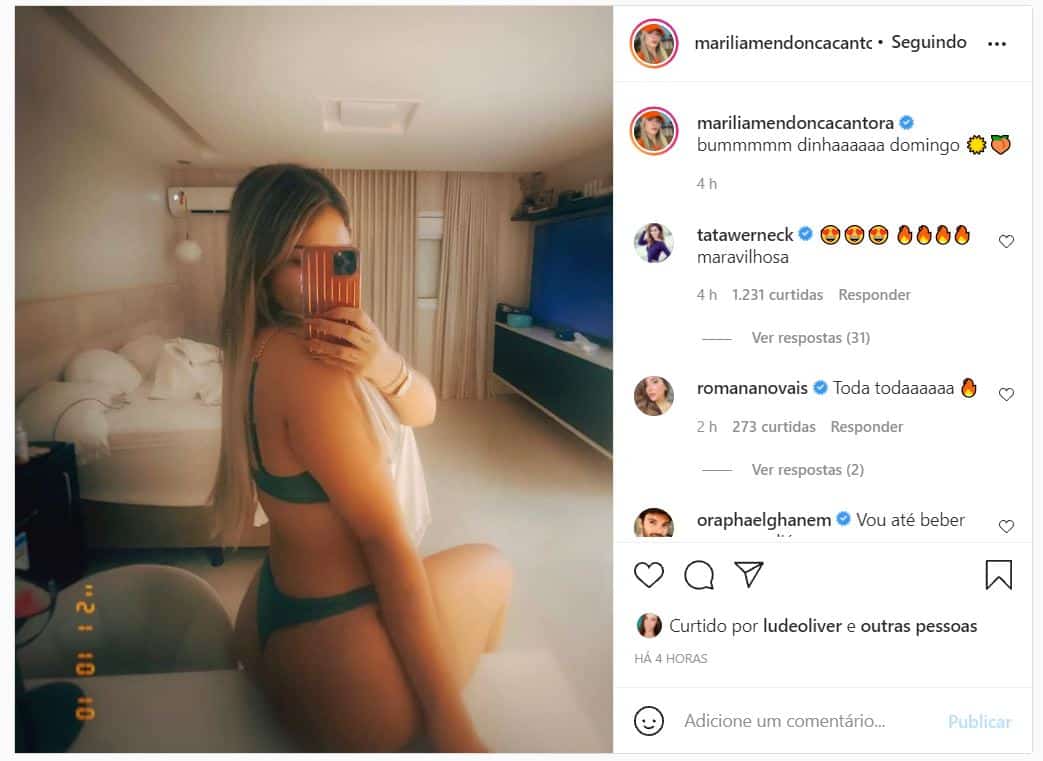 Marília Mendonça surpreende com clique ousado (Foto: Reprodução)