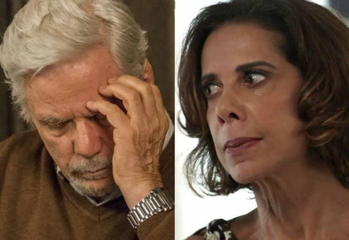 Lígia (Ângela Vieira) e Athaíde (Reginaldo Faria) em Pega Pega (Reprodução/Globo)