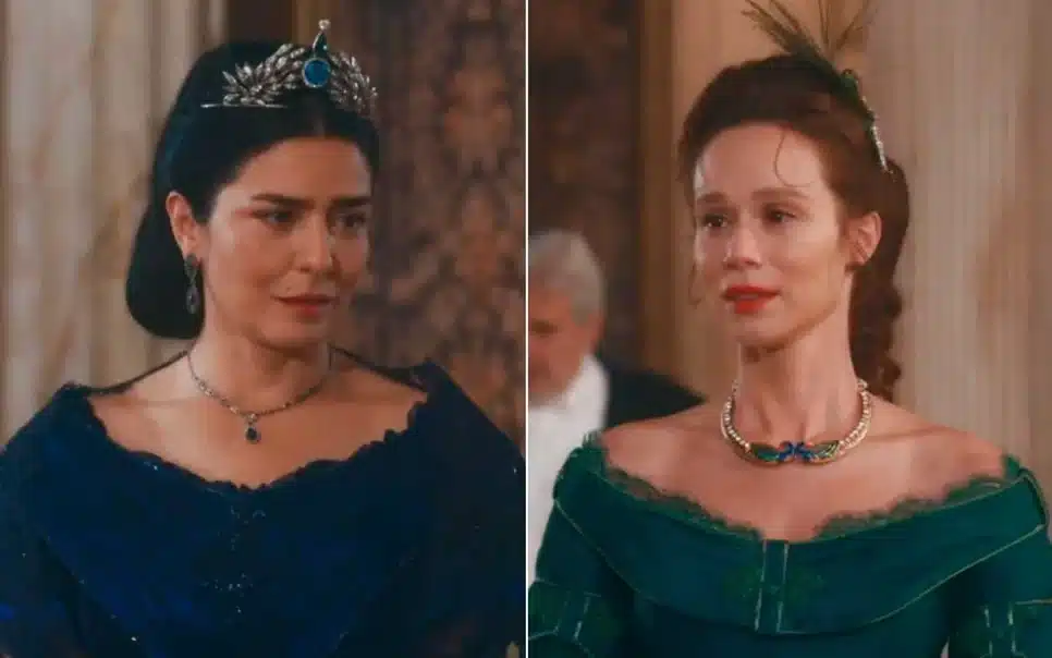 Teresa Cristina (Leticia Sabatella) e Luísa (Mariana Ximenes) em Nos Tempos do Imperador (Foto: Reprodução)