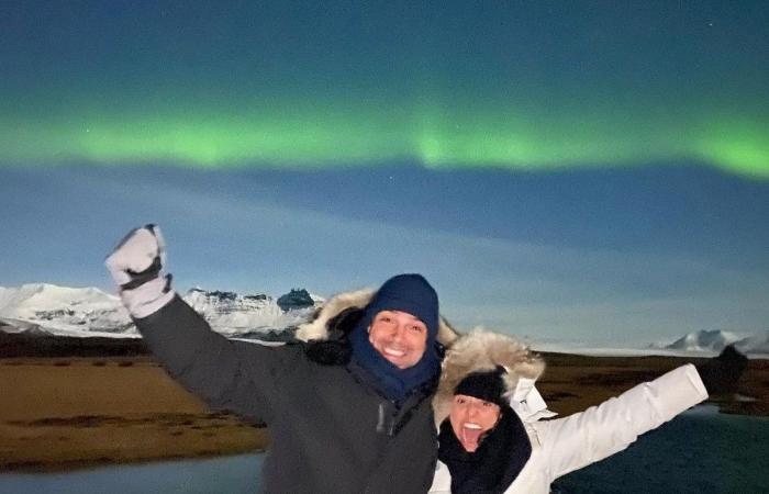 Tadeu Schmidt levou Ana Cristina para ver a aurora boreal (Foto: Reprodução)