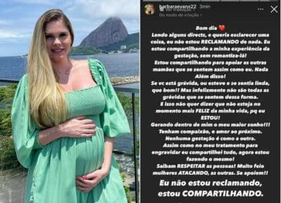 Imagem do post Grávida, Bárbara Evans rebate haters: “Não estou reclamando, estou compartilhando”