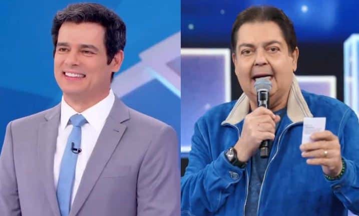 Celso Portiolli dá uma de fã ao encontrar com Faustão (Foto: Reprodução)
