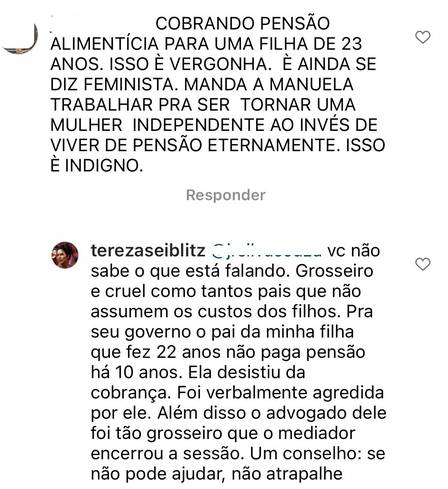 Tereza Seiblitz revela que André Gonçalvez não paga pensão há dez anos (Reprodução/Instagram)