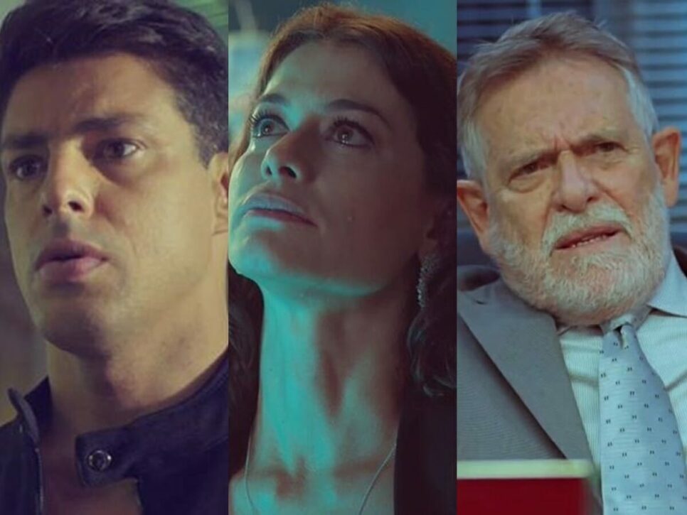 Christian (Cauã Reymond), Bárbara (Alinne Moraes) e Santiago (José de Abreu) de Um Lugar ao Sol (Reprodução - TV Globo)
