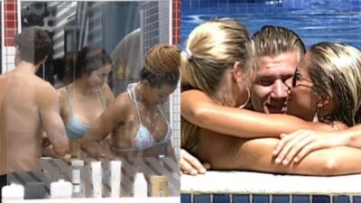 Imagem do post BBB22: Lucas dá uma de Diego Alemão ao tomar banho com Eslovênia e Natália