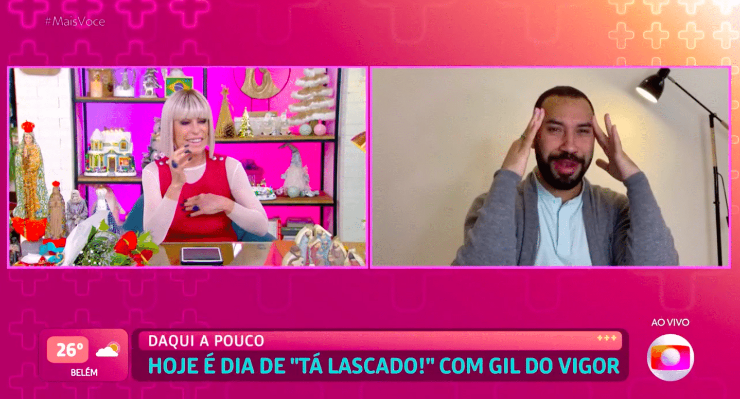 Com suspeita de Covid, Gil do Vigor culpa beijo em mulher por contaminação (Reprodução/Globo)