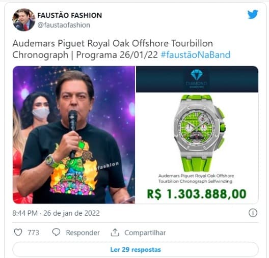 Faustão ostenta relógio de R$1,3 milhão (Foto: Reprodução)