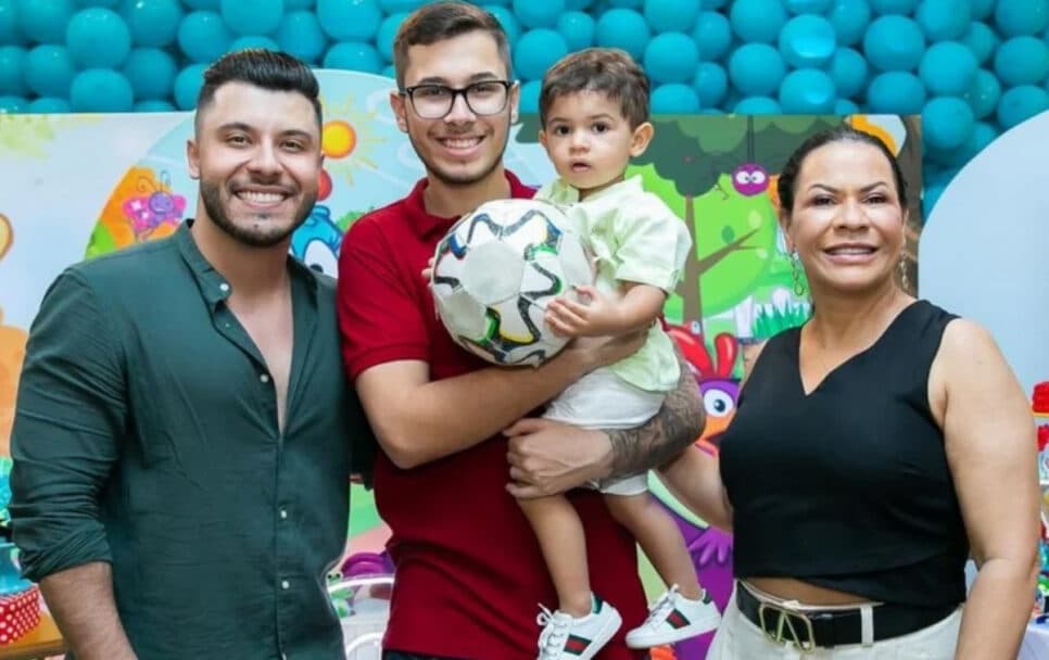 Murilo Huff, João Gustavo, Léo e Ruth Moreira na festa de aniversário de dois anos do filho de Marília Mendonça (Foto: Reprodução / Internet)