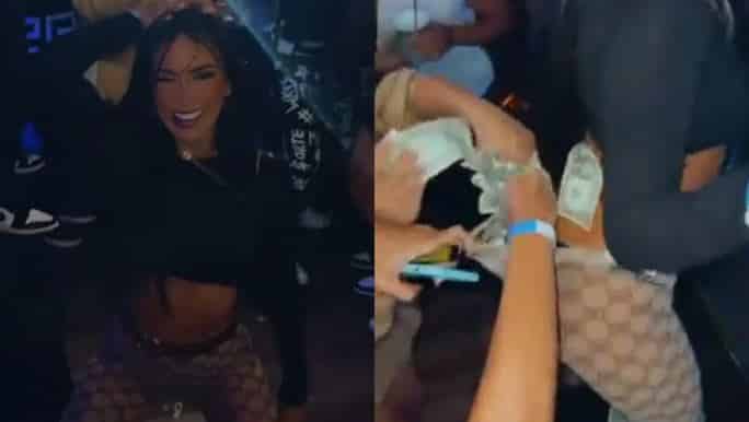 MC Mirella recebe chuva de dólar enquanto curte vida de solteira nos EUA (Foto: Reprodução)