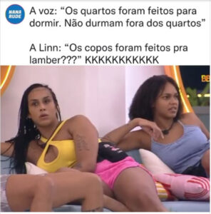 Linn e Jessi se assustaram com o aviso da direção do BBB22 (Foto: Reprodução / Twitter)