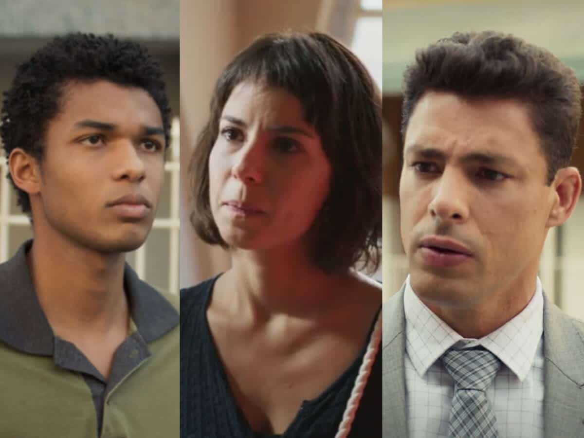 Ravi (Juan Paiva), Lara (Andreia Horta) e Christian (Cauã Reymond) em Um Lugar ao Sol (Reprodução/Globo)