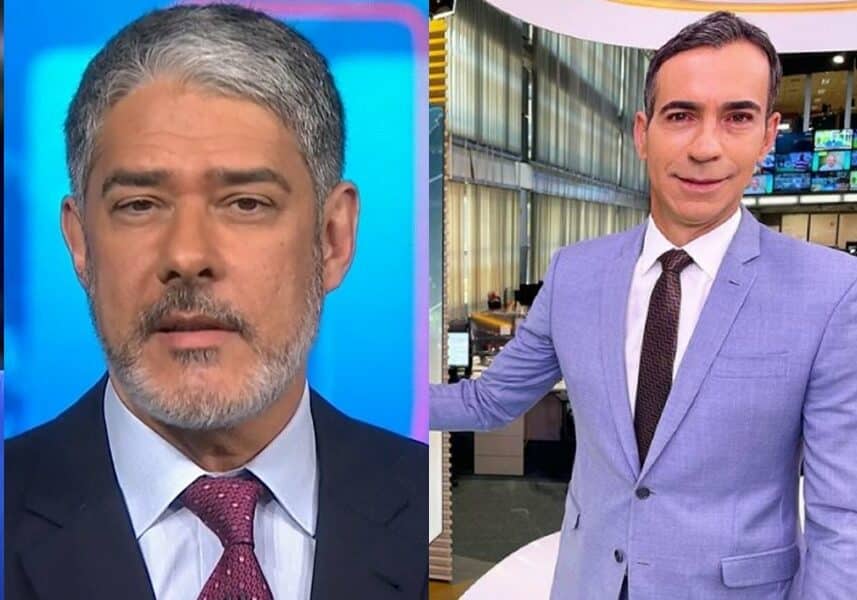 O famoso apresentador do Jornal Nacional, William Bonner pode deixar o noticiário e Cesar Tralli pode assumir o posto do comunicador (Foto: Montagem)