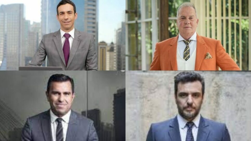 Veja quem são os parceiros da vida de Tralli, Luiz Fernando Guimarães, Bocardi e Rodrigo Lombardi (Foto: Reprodução)