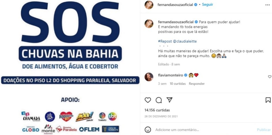 Último post de Fernanda Souza no Instagram (Foto: Reprodução)