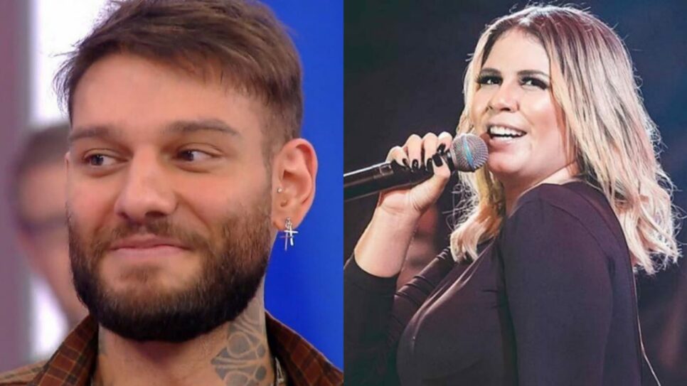 Lucas Lucco canta música inédita com Marília Mendonça no Caldeirão (Foto: Reprodução/Montagem)